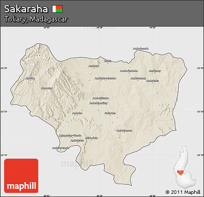 Shaded Relief Map of Sakaraha, single color outside