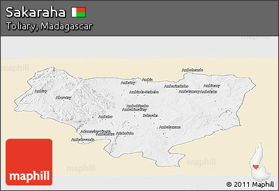 Classic Style Panoramic Map of Sakaraha, single color outside