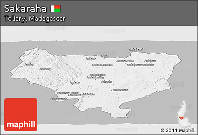 Gray Panoramic Map of Sakaraha, single color outside