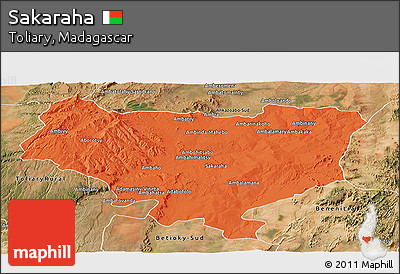 Political Panoramic Map of Sakaraha, satellite outside