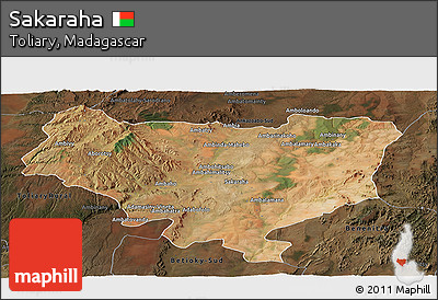 Satellite Panoramic Map of Sakaraha, darken