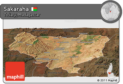 Satellite Panoramic Map of Sakaraha, darken