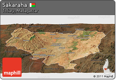 Satellite Panoramic Map of Sakaraha, darken
