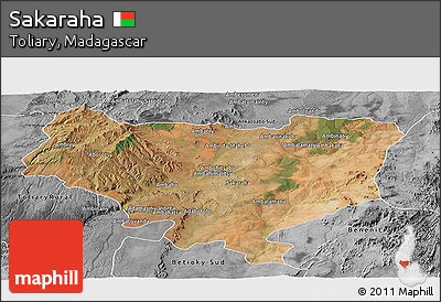 Satellite Panoramic Map of Sakaraha, desaturated
