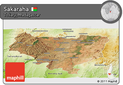 Satellite Panoramic Map of Sakaraha, physical outside