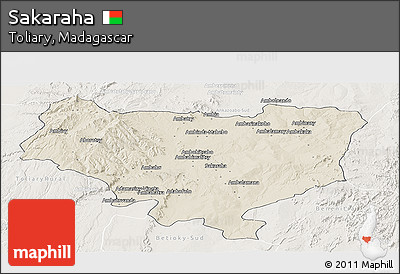 Shaded Relief Panoramic Map of Sakaraha, lighten