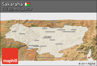 Shaded Relief Panoramic Map of Sakaraha, satellite outside