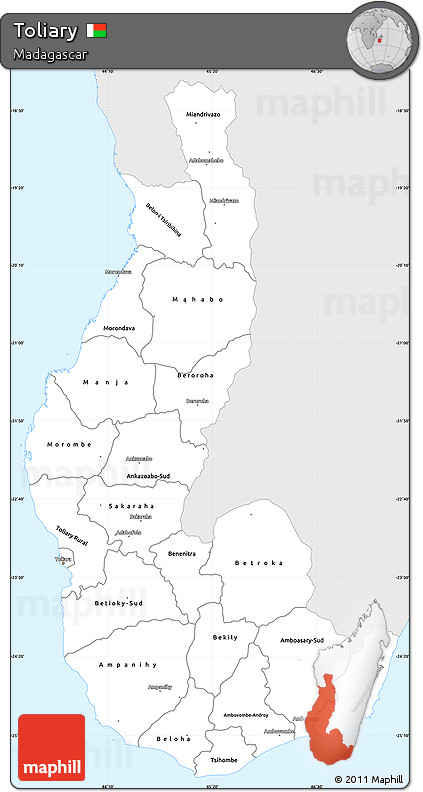Silver Style Simple Map of Toliary, single color outside