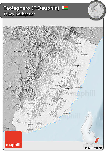 Gray 3D Map of Taolagnaro (F-Dauphin)