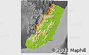 Physical 3D Map of Taolagnaro (F-Dauphin), darken, desaturated