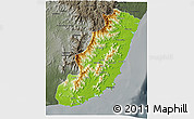 Physical 3D Map of Taolagnaro (F-Dauphin), darken, semi-desaturated
