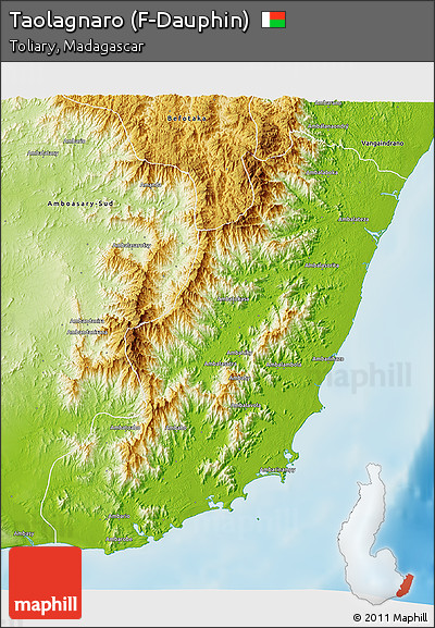 Physical 3D Map of Taolagnaro (F-Dauphin)