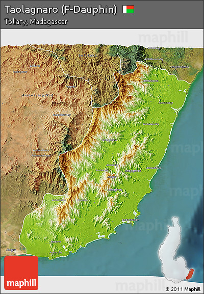 Physical 3D Map of Taolagnaro (F-Dauphin), satellite outside