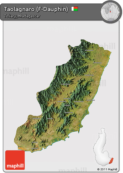 Satellite 3D Map of Taolagnaro (F-Dauphin), cropped outside