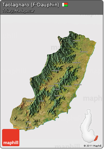 Satellite 3D Map of Taolagnaro (F-Dauphin), cropped outside
