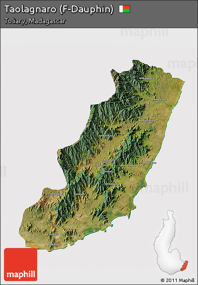 Satellite 3D Map of Taolagnaro (F-Dauphin), cropped outside