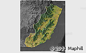 Satellite 3D Map of Taolagnaro (F-Dauphin), darken, desaturated