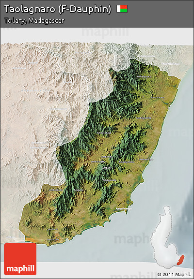 Satellite 3D Map of Taolagnaro (F-Dauphin), lighten