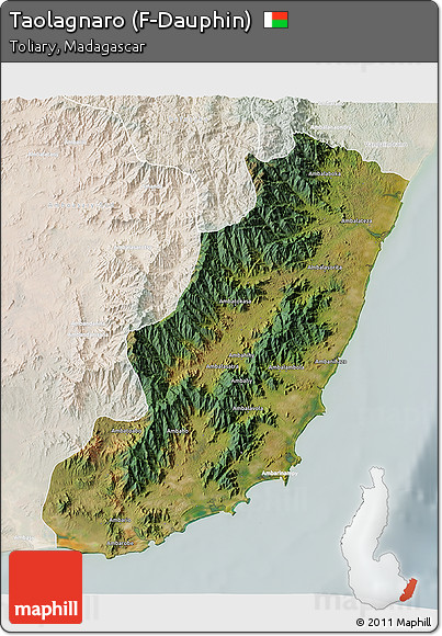 Satellite 3D Map of Taolagnaro (F-Dauphin), lighten