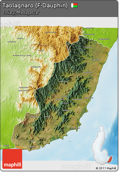 Satellite 3D Map of Taolagnaro (F-Dauphin), physical outside