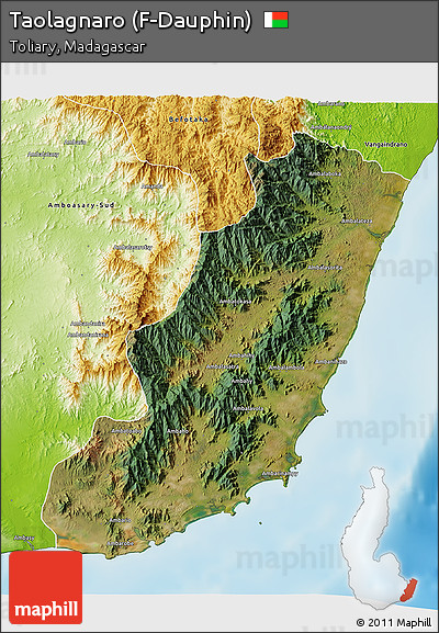 Satellite 3D Map of Taolagnaro (F-Dauphin), physical outside