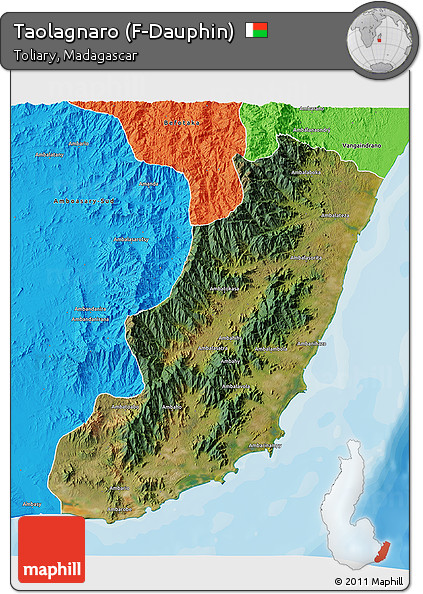 Satellite 3D Map of Taolagnaro (F-Dauphin), political outside