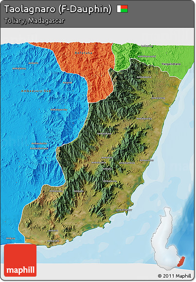 Satellite 3D Map of Taolagnaro (F-Dauphin), political outside