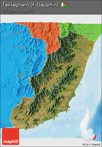 Satellite 3D Map of Taolagnaro (F-Dauphin), political outside