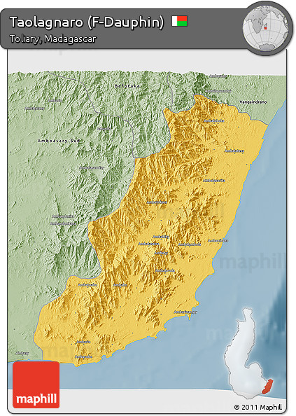 Savanna Style 3D Map of Taolagnaro (F-Dauphin)