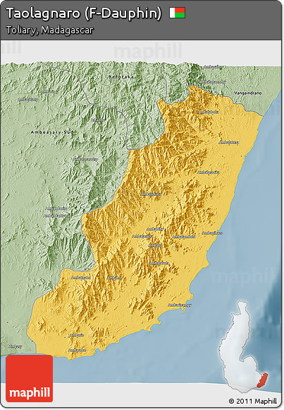 Savanna Style 3D Map of Taolagnaro (F-Dauphin)