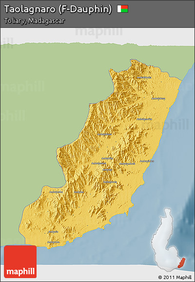 Savanna Style 3D Map of Taolagnaro (F-Dauphin), single color outside