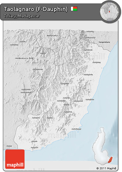 Silver Style 3D Map of Taolagnaro (F-Dauphin)