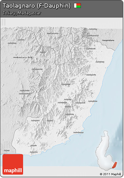 Silver Style 3D Map of Taolagnaro (F-Dauphin)