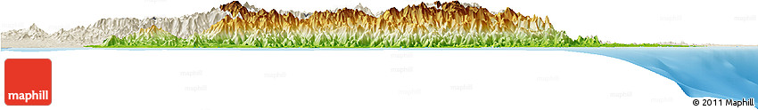 Physical Horizon Map of Taolagnaro (F-Dauphin), shaded relief outside