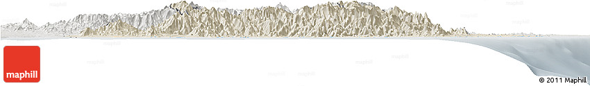 Shaded Relief Horizon Map of Taolagnaro (F-Dauphin), lighten, semi-desaturated