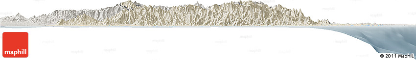 Shaded Relief Horizon Map of Taolagnaro (F-Dauphin), semi-desaturated