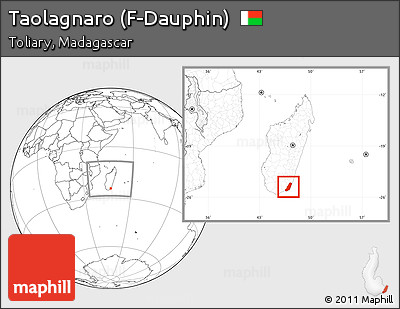 Blank Location Map of Taolagnaro (F-Dauphin), within the entire country