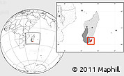 Blank Location Map of Taolagnaro (F-Dauphin), highlighted country, highlighted parent region, within the entire country