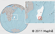 Gray Location Map of Taolagnaro (F-Dauphin), highlighted country, within the entire country, hill shading
