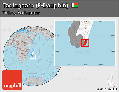 Gray Location Map of Taolagnaro (F-Dauphin), highlighted country, highlighted parent region