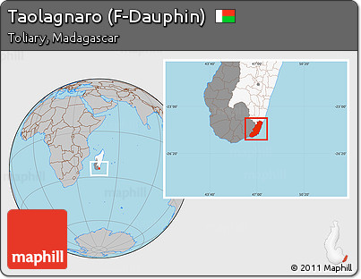 Gray Location Map of Taolagnaro (F-Dauphin), highlighted country, highlighted parent region