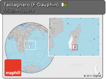 Gray Location Map of Taolagnaro (F-Dauphin), highlighted parent region, within the entire country
