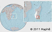 Gray Location Map of Taolagnaro (F-Dauphin), highlighted parent region, within the entire country, hill shading