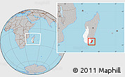 Gray Location Map of Taolagnaro (F-Dauphin), highlighted parent region, within the entire country
