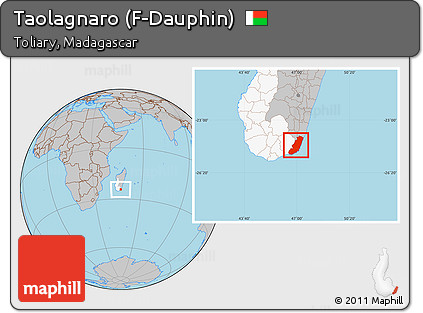 Gray Location Map of Taolagnaro (F-Dauphin), highlighted parent region