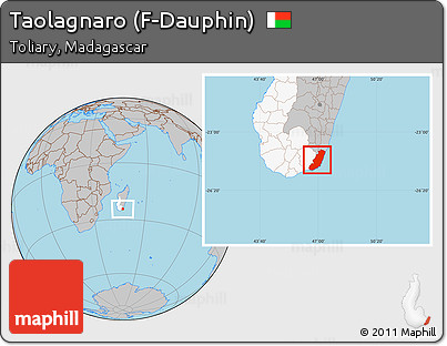 Gray Location Map of Taolagnaro (F-Dauphin), highlighted parent region