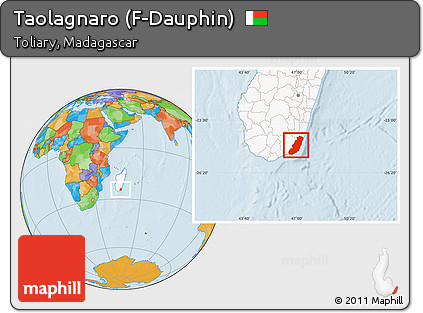 Political Location Map of Taolagnaro (F-Dauphin), highlighted country