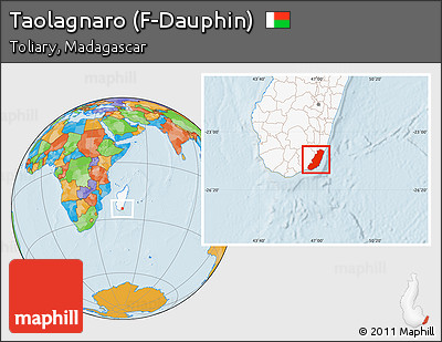 Political Location Map of Taolagnaro (F-Dauphin), highlighted country