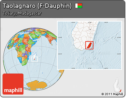 Political Location Map of Taolagnaro (F-Dauphin), highlighted country