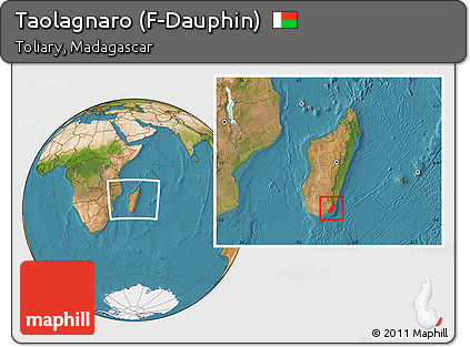 Satellite Location Map of Taolagnaro (F-Dauphin), within the entire country